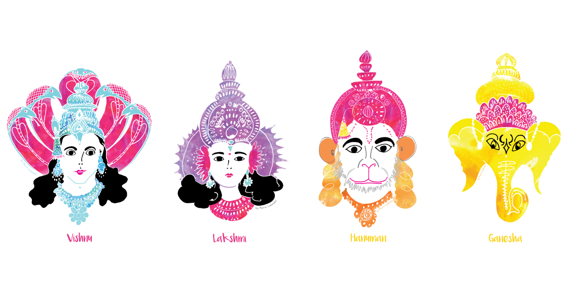 Vishnu-Lakshmi-Hanuman-Ganesha